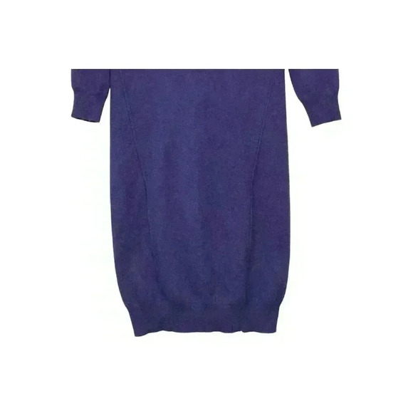 Cashmere Sweater Dress Size Small Bodycon 3/4 Sleeve Blue Purple Stretch Knit - Picture 3 of 11